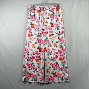 J Crew lounge Pants Womens Medium Wide Leg Pajama Floral Elastic Waist Pink